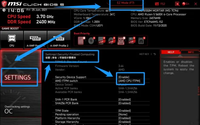 微星主板如何开启TPM2.0升级Win11系统？