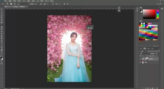 PS中制作粉色桃花婚紗人像(9)