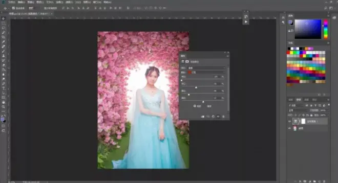PS中制作粉色桃花婚紗人像(7)