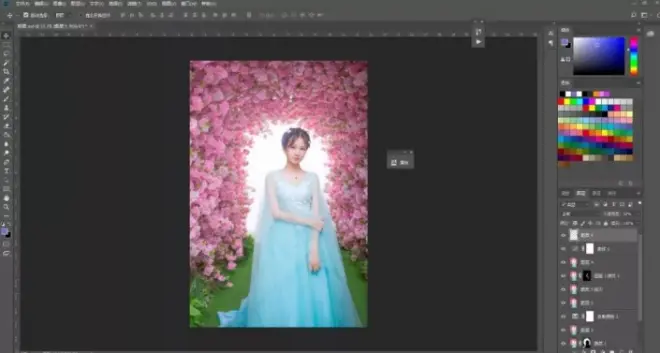 PS中制作粉色桃花婚紗人像(17)